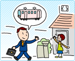 イラスト：電車通勤するサラリーマン